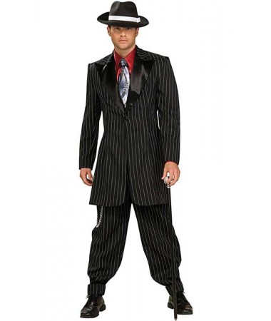 Black Pinstripe Gangster Suit ADULT HIRE